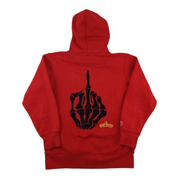 Runtz‎ Fire Society Just Grinz Hoodie Red Skeleton Mens Medium - Picture 1 of 10